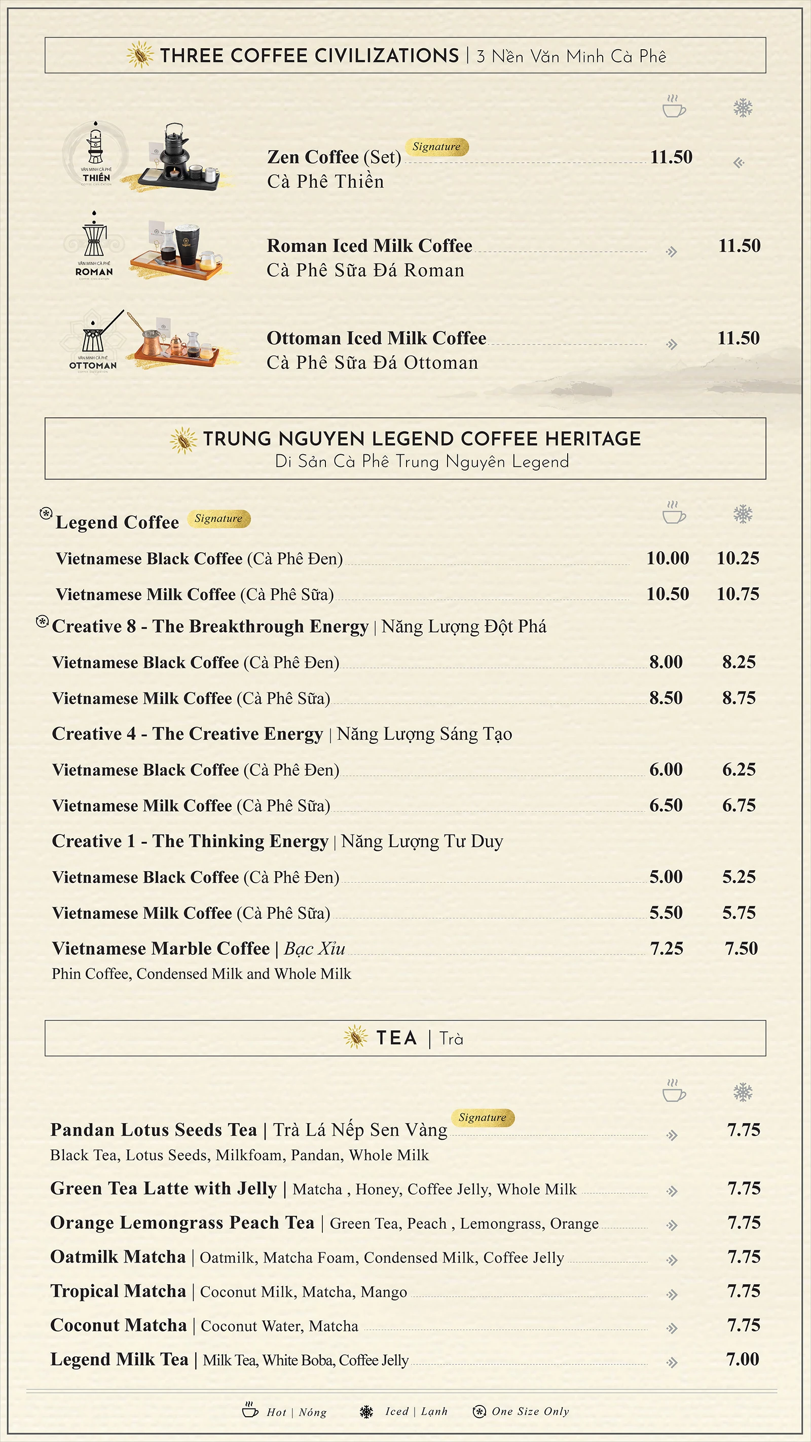 Menu Trung Nguyen Legend Coffee World (Houston)