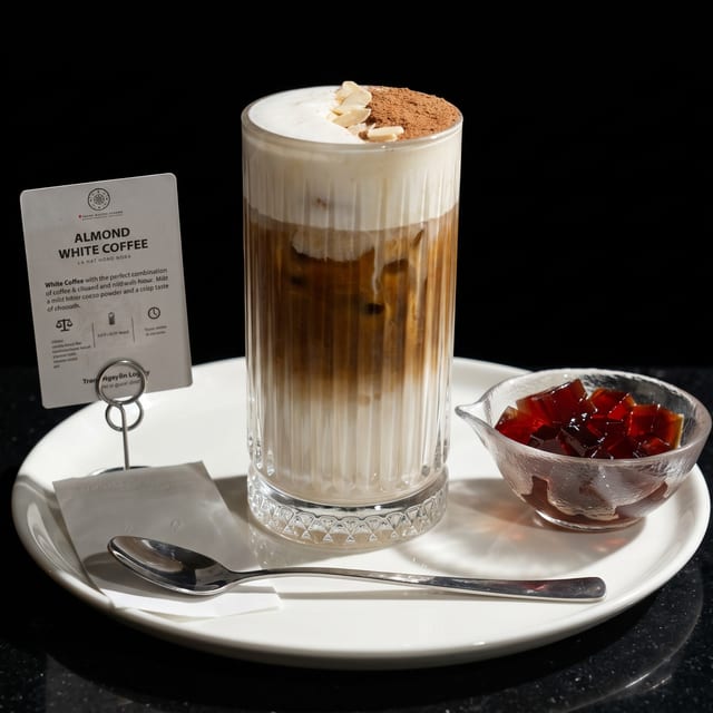 Almond White Coffee.