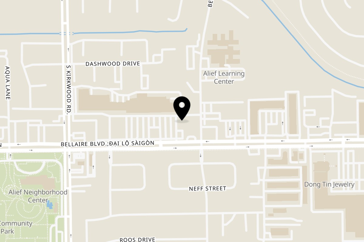 Map showing the location of Trung Nguyen Legend Coffee World on 11754 Bellaire Blvd #100 in Houston